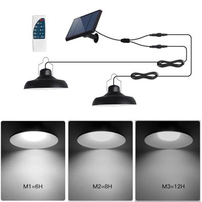 Lampade a sospensione solari doppie - LUMISKY - WAREN - Ø18 cm - Paralume in metallo nero - LED bianco freddo