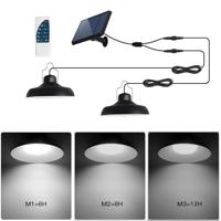 Lampade a sospensione solari doppie - LUMISKY - WAREN - Ø18 cm - Paralume in metallo nero - LED bianco freddo - thumbnail