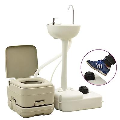 VidaXL Kampeertoilet- en wasbakset 10+10 en 20 l grijs