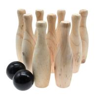 Gioco bowlingset junior 23,5 cm hout bruin/zwart 11 delig - thumbnail