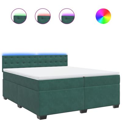 Boxspring met matras fluweel donkergroen 200x200 cm - thumbnail
