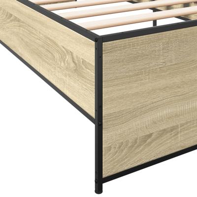 Bedframe bewerkt hout metaal sonoma eikenkleurig 180x200 cm