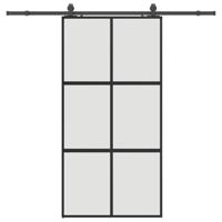 Schuifdeur met beslagset 102,5x205 cm gehard glas zwart - thumbnail