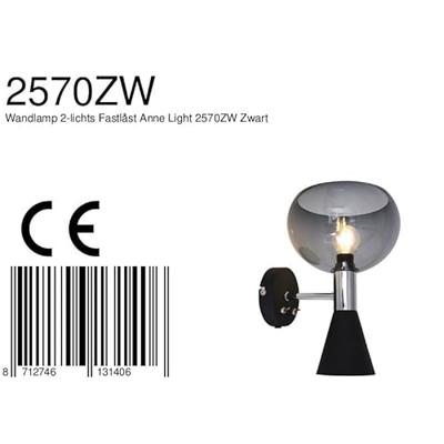 Steinhauer Design wandlampFastlast Up - Down zwart met smoke glas - 2570ZW