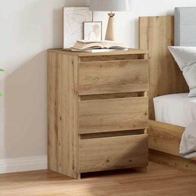 Nachtkastje 40x35x62,5 cm bewerkt hout artisanaal eikenkleur