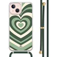 iPhone 13 hoesje met groen koord - Hart swirl groen - thumbnail