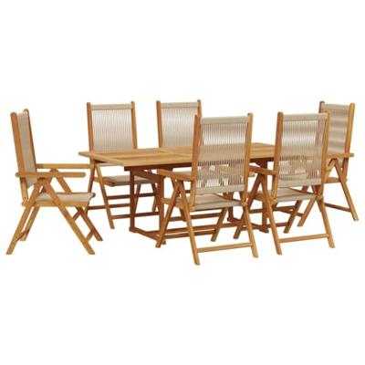 7-delige Tuinset polypropeen en massief hout beige