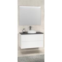 Onderkast Boss & Wessing Badkamermeubel 80 cm Met Zwart Wastafelblad Mat Wit Boss & Wessing - thumbnail