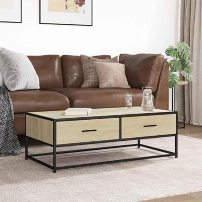 Salontafel 100x50x35 cm bewerkt hout en metaal sonoma eiken