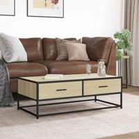 Salontafel 100x50x35 cm bewerkt hout en metaal sonoma eiken - thumbnail