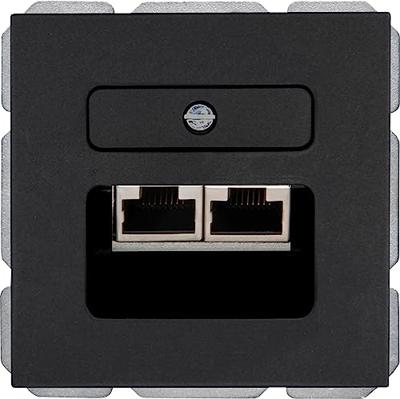 KOPP - UTP RJ45 Stopcontact - Athenis HK07 - Wandcontactdoos - Inbouw - 2-voudig UTP CAT6 - Mat Zwart