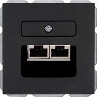 KOPP - UTP RJ45 Stopcontact - Athenis HK07 - Wandcontactdoos - Inbouw - 2-voudig UTP CAT6 - Mat Zwart - thumbnail