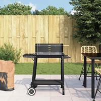 Houtskoolbarbecue met wieltjes staal zwart - thumbnail