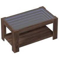 Salontafel met LED 93x53x45 cm bewerkt hout bruin eikenkleur - thumbnail