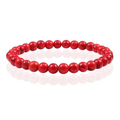 6mm Memphis Natuursteen Armband - Red Howlite