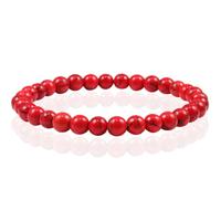 6mm Memphis Natuursteen Armband - Red Howlite - thumbnail