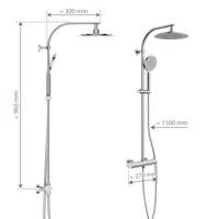 MADURA FRESH hoofddouche set met thermostatische mengkraan, chroom grote hoofddouche ca. Ø 24 cm moderne handdouche met 3 selecteerbare jets handdouche met drukknop voor het kiezen van een ander - thumbnail