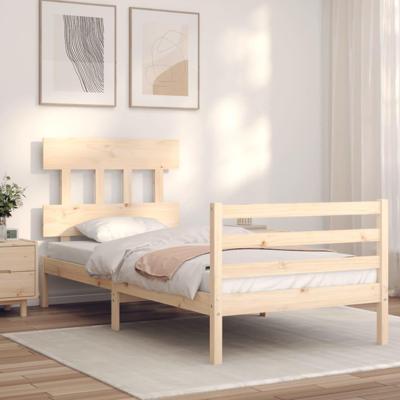 Bedframe met hoofdbord massief hout