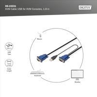 Digitus KVM Adapterkabel [1x USB-A, VGA - 1x VGA] 1.80 m Zwart - thumbnail