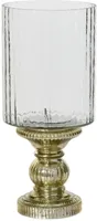 Decoris kandelaar glas deco 15x34cm transparant, goud - thumbnail