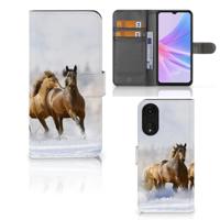 OPPO A78 5G | A58 5G | Telefoonhoesje | Met pasjeshouder | Paarden - thumbnail