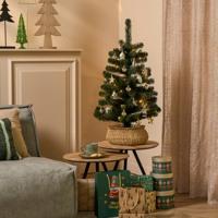 Decoratie Kerstboom 90x50 cm + LED Verlichting en 26 Ornamenten Groen/Goud - thumbnail