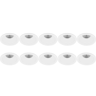 Spot Armatuur 10 Pack - Pragmi Pollon Pro - GU10 Inbouwspot - Rond - Wit - Aluminium - Verdiept - Ø82mm