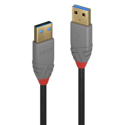 LINDY 36754 USB-kabel USB 3.2 Gen1 (USB 3.0 / USB 3.1 Gen1) USB-A stekker, USB-A stekker 5.00 m Zwart, Grijs