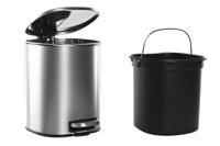 Pedaalemmer DKD Home Decor Zilverkleurig Roestvrij staal Polypropyleen Eenvoudig 5 L - thumbnail