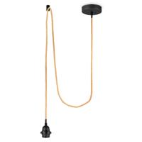 Fabric Hanglamp - 10/10/230 cm - inclusief de zwarte hanger en linnen kabel - Met E27 lamphouder - Voor Lampenkap met doorsnede max.55cm - Voor Slaapkamers en Woonkamers - thumbnail