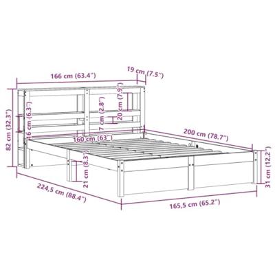 Bedframe met hoofdbord massief grenenhout 160x200 cm
