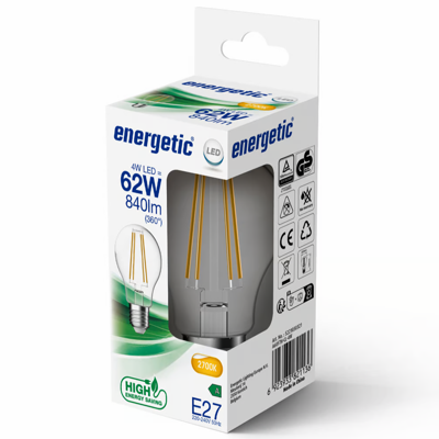 A Klasse Led lamp E27 A60 4W = 62W 840 lumen 2700K warm wit