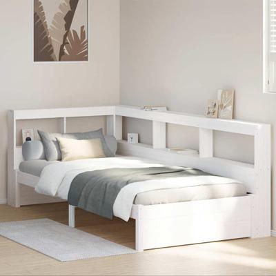 Bed met boekenkast zonder matras grenenhout wit 100x200 cm