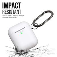 Keybudz Elevate beschermhoes met karabijnhaak voor Apple AirPods Case, etui hoes, hoofdtelefoon oortelefoon accessoires oplaadcase, wit - thumbnail
