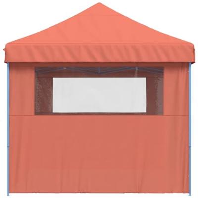 Partytent inklapbaar pop-up met 3 zijwanden terracottakleurig