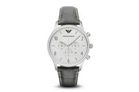 Emporio Armani Heren Classic AR1861 grijs lederen quartz horloge - thumbnail