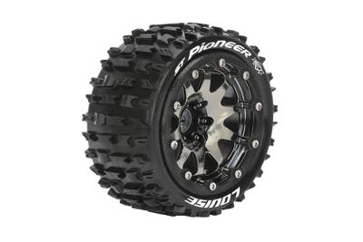 Louise ST-PIONEER - MFT 1/10 banden op 2.8" bead-lock velgen Black/Chrome - 0 Offset - Hex 12mm