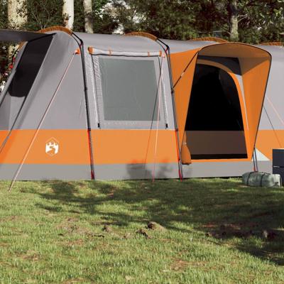 Tunneltent 4-persoons waterdicht grijs en oranje Tunneltent 4-persoons waterdicht grijs en oranje