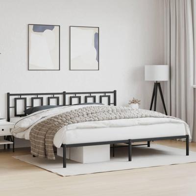 Bedframe met hoofdbord metaal zwart 193x203 cm Bedframe met hoofdbord metaal zwart 193x203 cm
