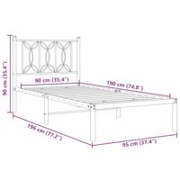 Bedframe met hoofdbord metaal zwart 90x190 cm - thumbnail
