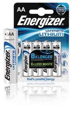 Energizer Ultimate Lithium L91 AA batterijen (4 stuks) Energizer Ultimate Lithium L91 AA batterijen (4 stuks)