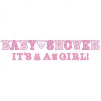 Letterslinger Baby Shower/Its a Girl roze set van 2 | 24 stuks - thumbnail