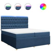 Boxspring met matras stof blauw 200x200 cm - thumbnail