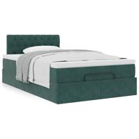 Ottoman bed met matras 90x190cm fluweel donkergroen - thumbnail