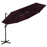 Parasol 4-laags met aluminium paal 3x3 m bordeauxrood - thumbnail