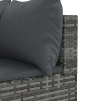 8-delige Loungeset met kussens poly rattan grijs - thumbnail