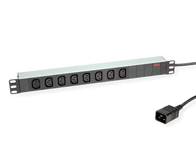 ROLINE 19 stekkerdoos 8-voudig C13 + C20 stekker , Aluminium, 2 m