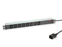 ROLINE 19 stekkerdoos 8-voudig C13 + C20 stekker , Aluminium, 2 m - thumbnail