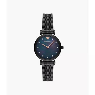 Emporio Armani AR11268 Gianni T-bar zwarte wijzerplaat roestvrij stalen horloge