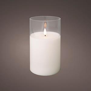 LED flakkerkaars in glas 10x17,5cm wit - 5509685